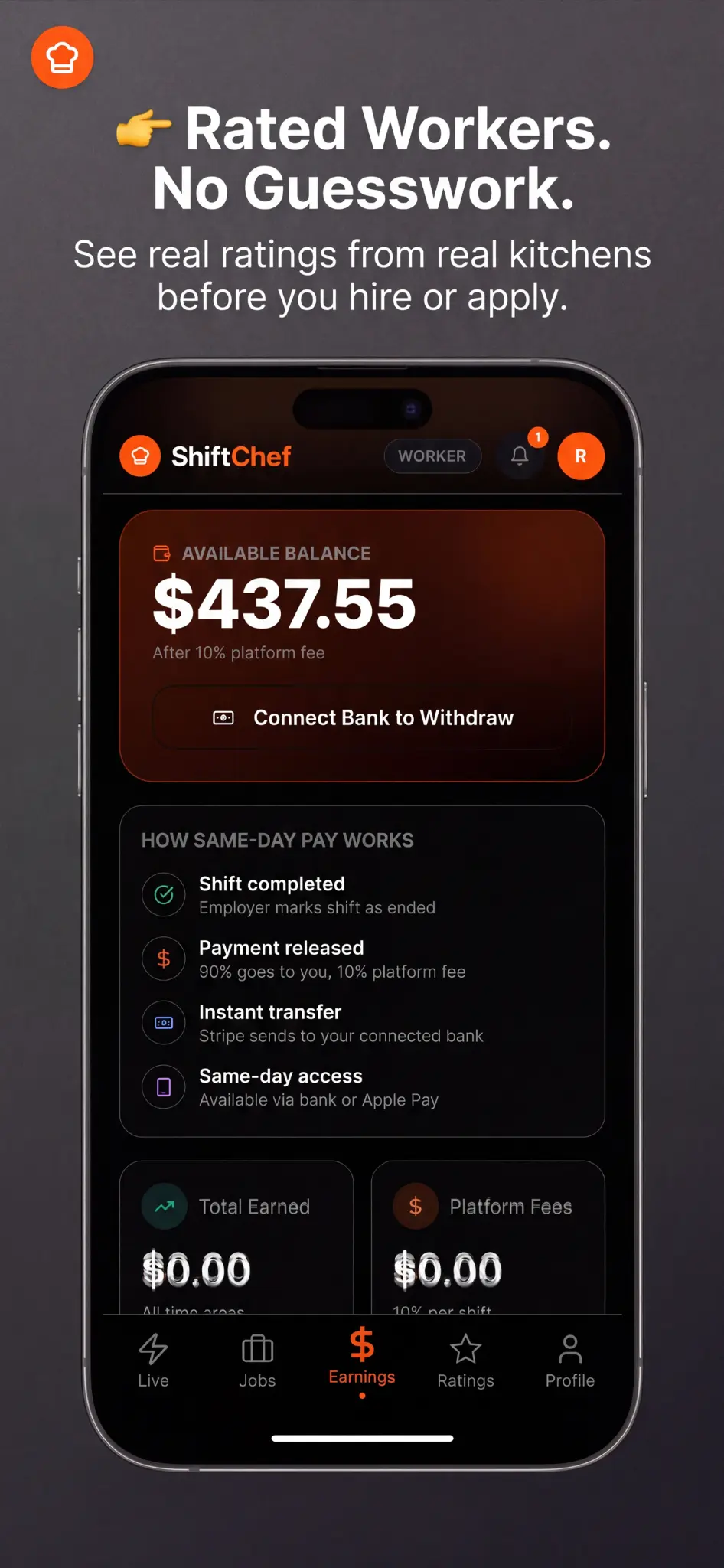 ShiftChef profile screen